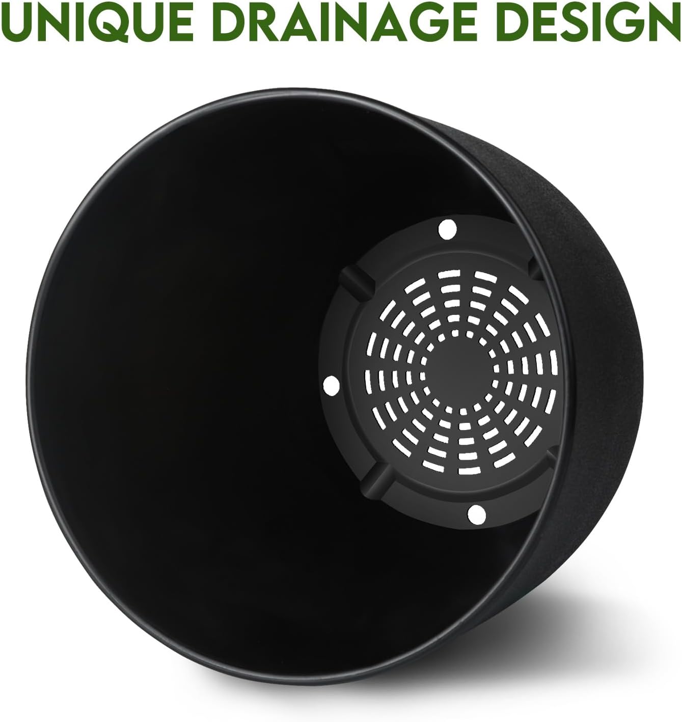 Plant Pots 8 Inch Set of 2, Flower Pots with Multi Mesh Drainage Holes, Planters for Indoor Outdoor Garden Plants and Flowers (Black)