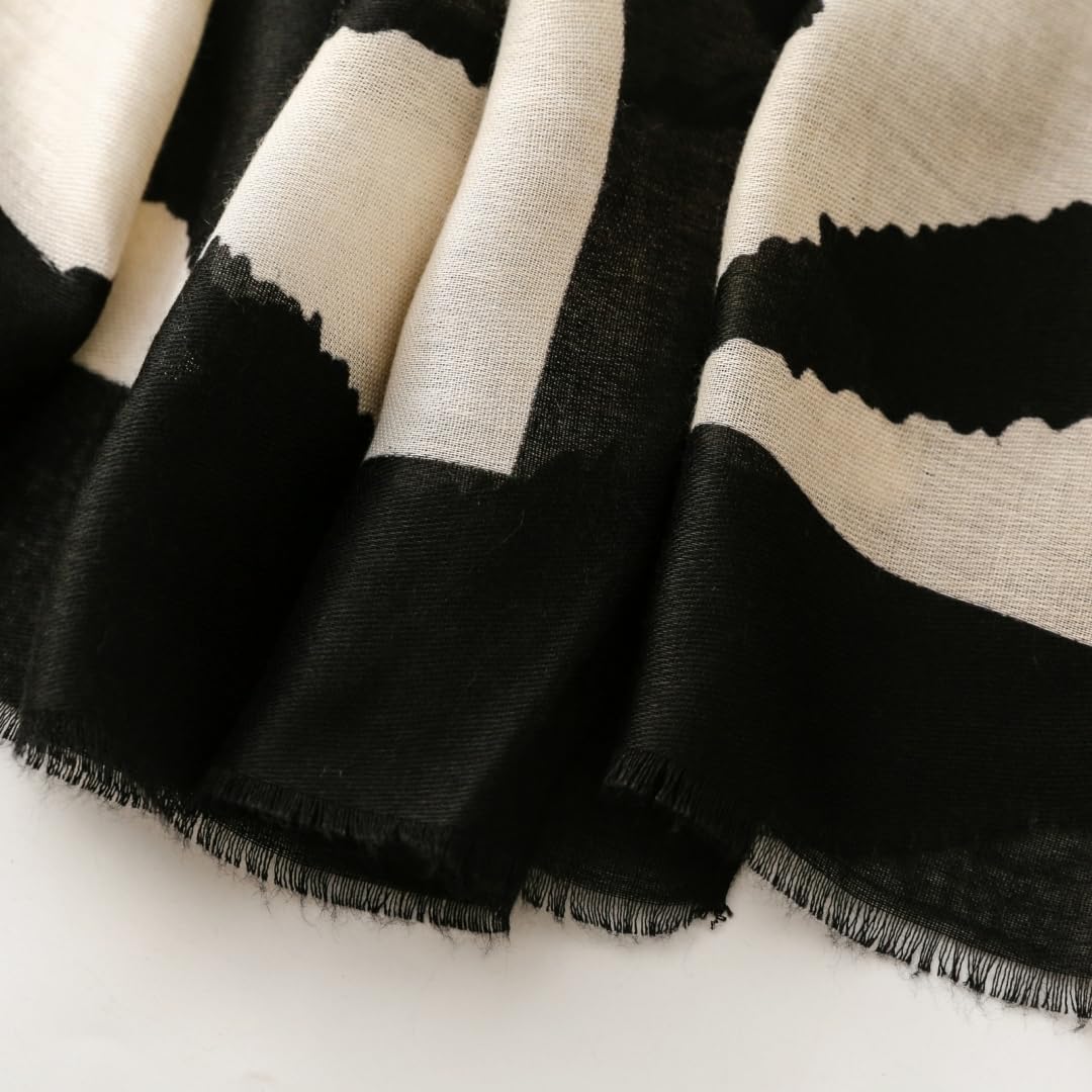 Travel Boho Scarf for Women Casual Lightweight Pashmina Scarves Fashion Multicolor Shawl Wraps with Fringed Beads