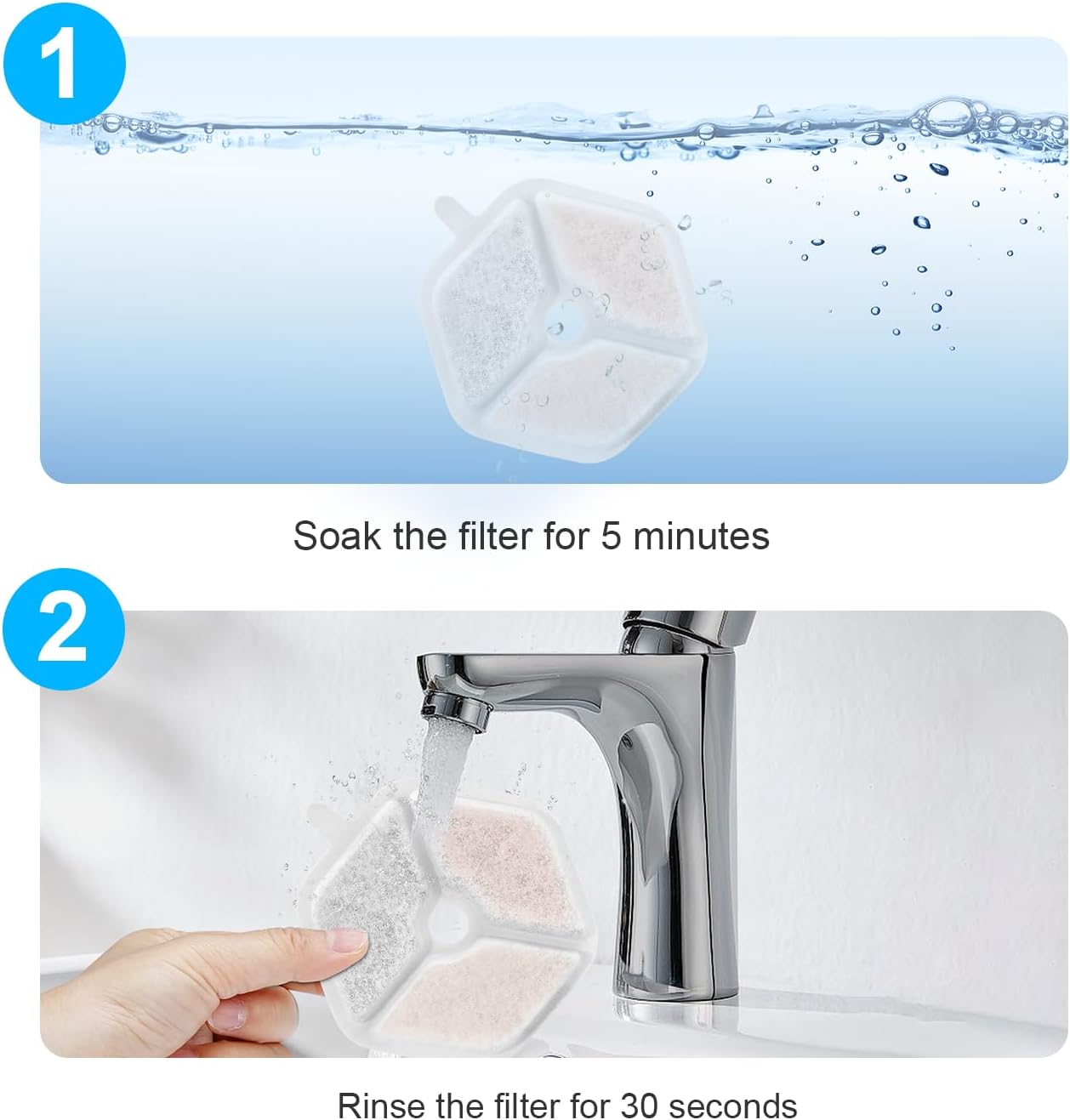 18 Filters + 18 Sponges Cat Water Fountain Filters, Triple Action, 4.5L Capacity, Compatible with 152oz Wireless Stainless Steel Cat Water Fountain
