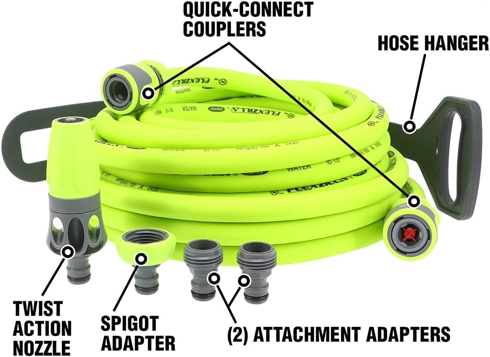 Flexzilla HFZG12050QN Garden Hose Kit with Quick Connect Attachments | Lightweight Coils Easily | Quick Connect Couplers | Won't Kink Under Pressure