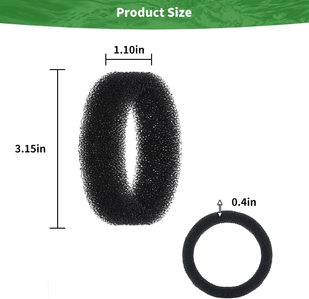 25 Pack Cat Fountain Sponge Pet Water Round Filter Foam for Cat Drink Fountain Filter Sponge Replacement for 2.5 L/84 oz 2.2 L/ 74 oz Compatible with SMA-800 Water Pump (Black, 25 Sponges)