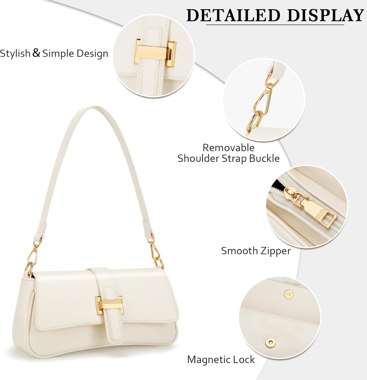KKXIU Shoulder Bag for Women, Small Handbag Hobo Purses, Retro Clutch Underarm Bag