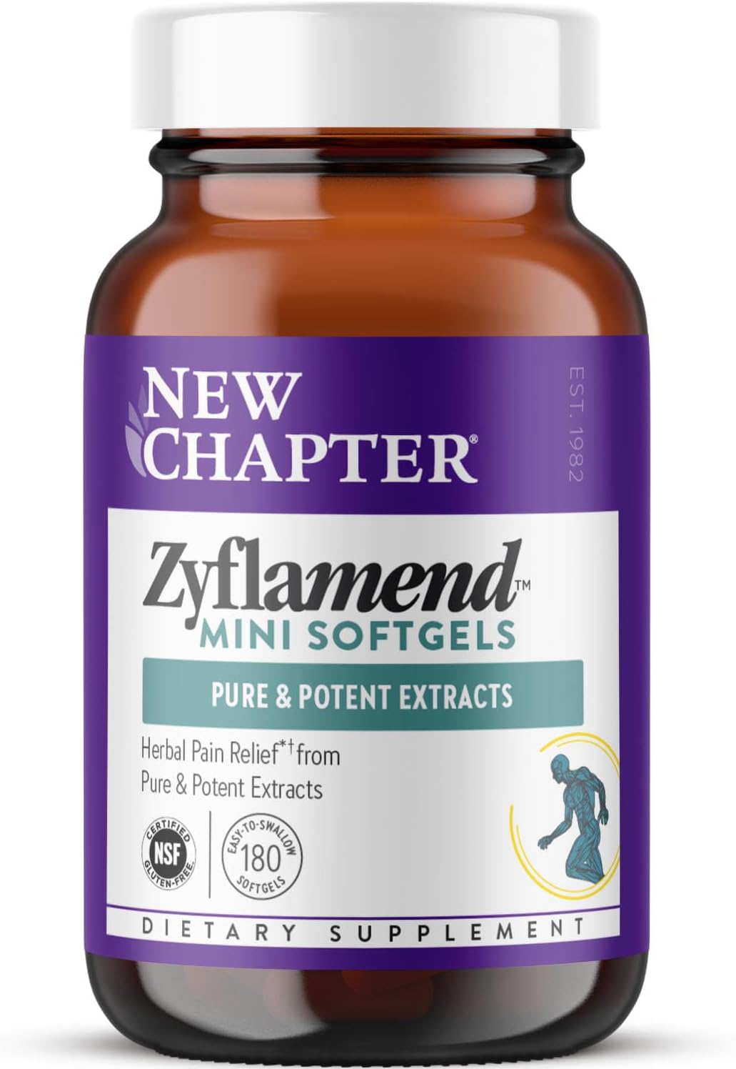 New Chapter Zyflamend™ Mini Softgels, Joint Supplement & Herbal Pain Relief – with Turmeric, Ginger & Green Tea - for Healthy Inflammation Response, Mobility & Flexibility, 180 mini softgels
