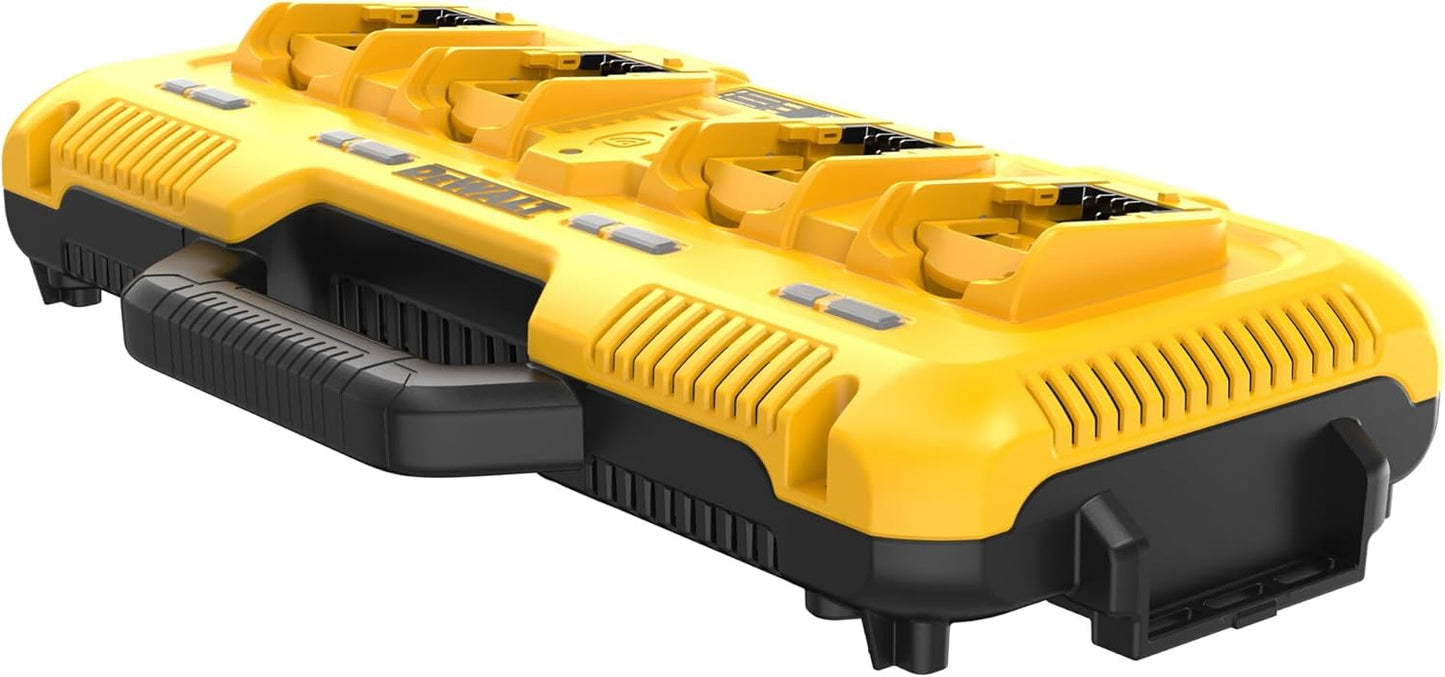 DEWALT Battery Charger for 12V MAX, 20V MAX and FLEXVOLT 20V/60V MAX Batteries, 8 Amp, 4 Port Simultaneous Fast Charging Station (DCB104)