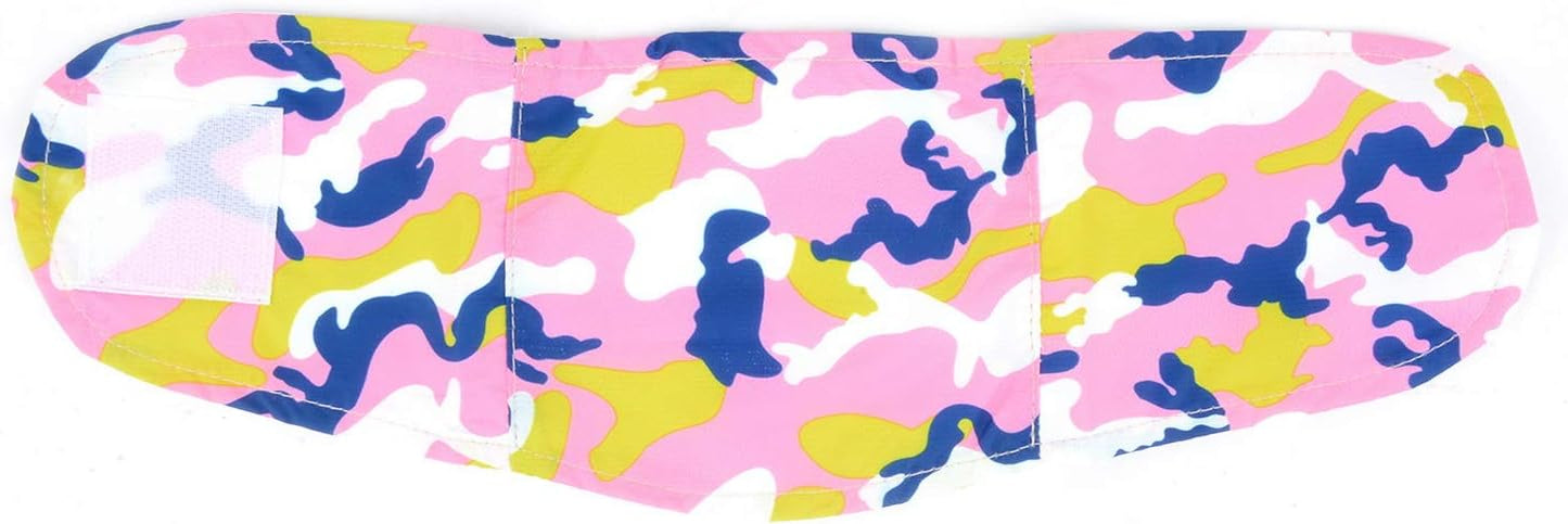 SELMAI Belly Bands for Male Dogs Small Medium Adjustable Washable Doggie Wrap Diapers Leakproof Reusable Comfy Boy Puppy Nappies Absorbent Pads Prevent Licking Fashion Camouflage Design Pink Camo XL