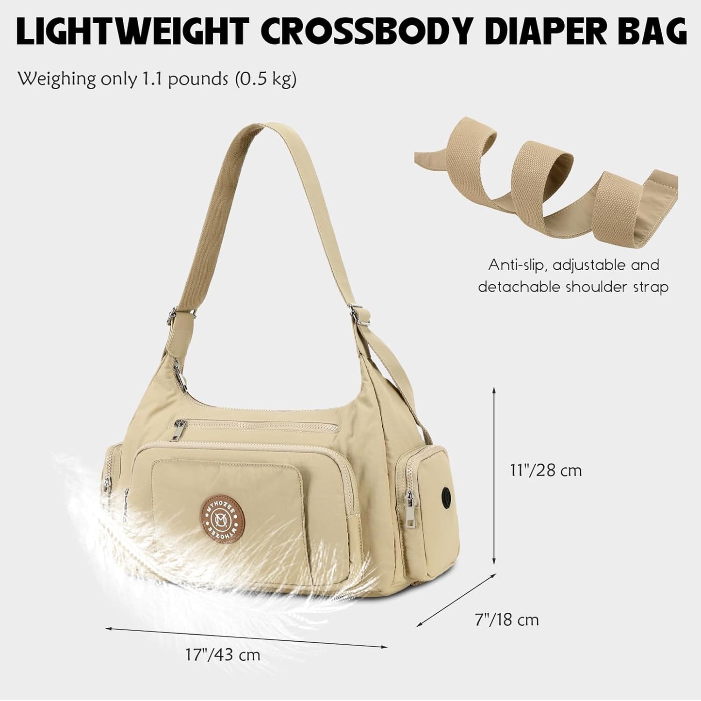 Puffer Crossbody Bags for Women Mom Large Diaper Bag Purse with Wipes & Trash Dispenser Cross Body Purses Messenger Bags | Wipes Dispenser, Trash Dispenser, Lightweight, 22L large capacity, Lots of pockets, baby stroller strap