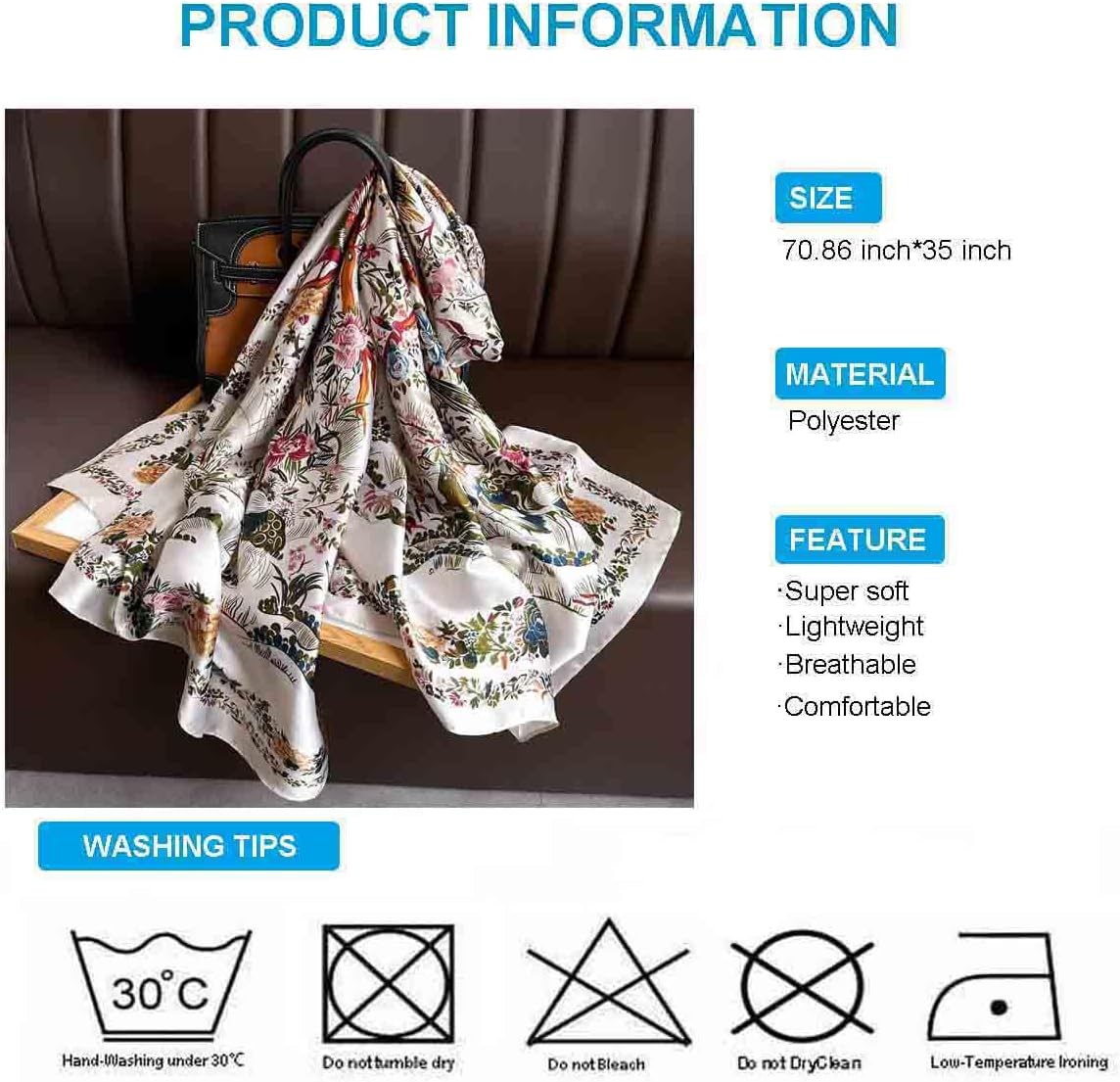 Xyueanlo Scarfs for Women Lightweight Scarves Fashion Print Floral Pattern Head Scarf Wraps Shawls