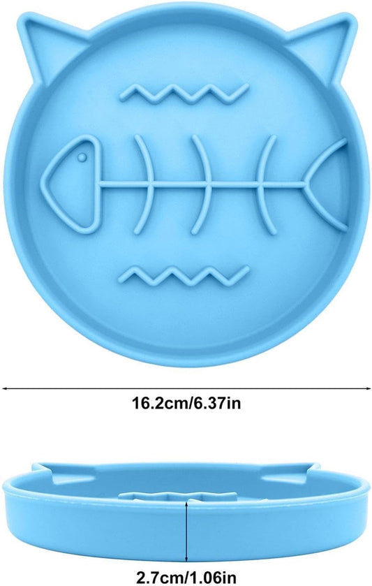 Cat Slow Feeder Bowl, Non Slip Silicone Puzzle Dish, Interactive Feeding Dispenser for Puppies Kittens, Anti Gulping Design Improves Digestion, Easy Clean Pet Bowl for Indoor Outdoor Use