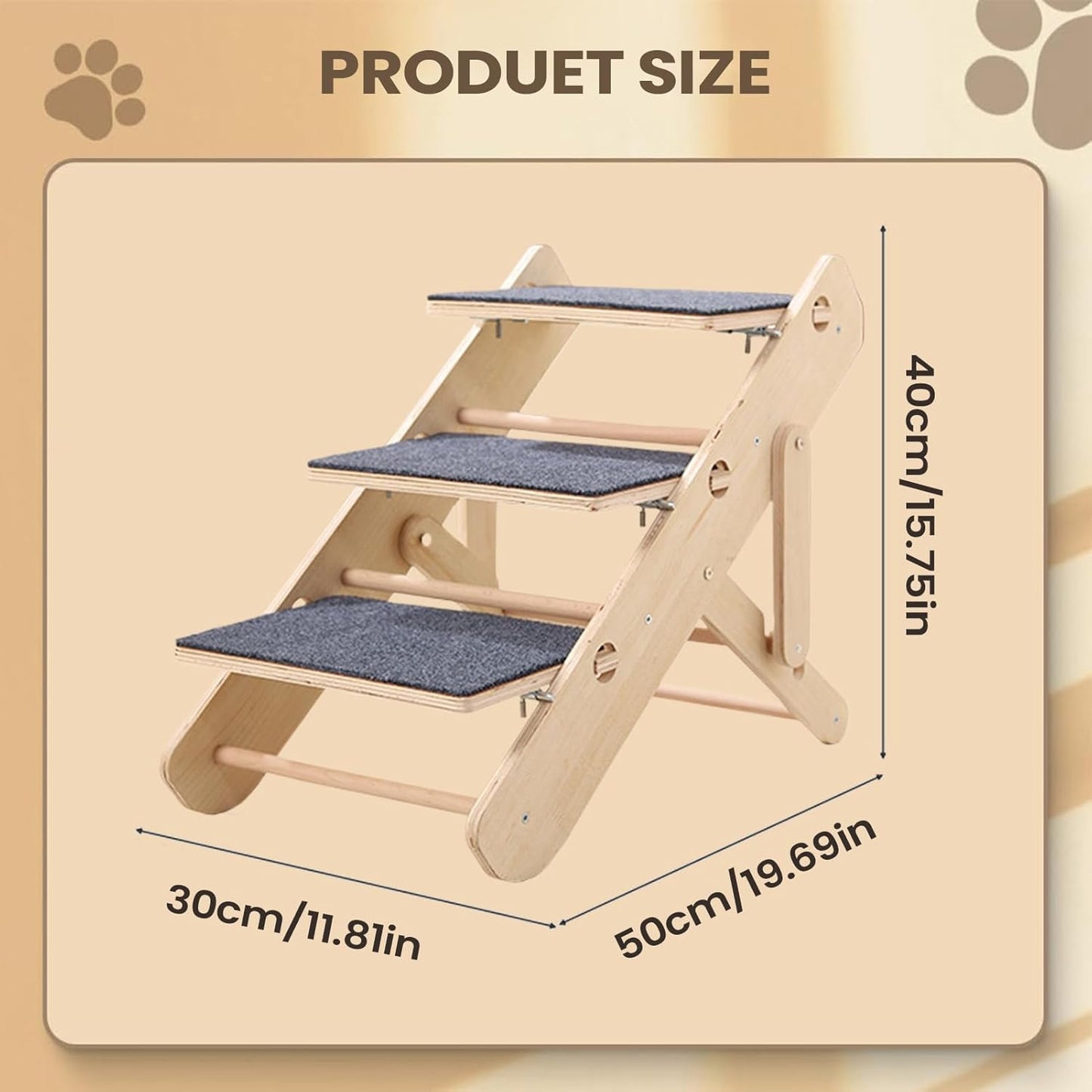 Genérico Cat Steps, Non-Slip Stable Pet Stairs, Ramp Ladder for High Beds, for Bedroom, Living Room, Sofa, Armchair, Reaching and Climbing