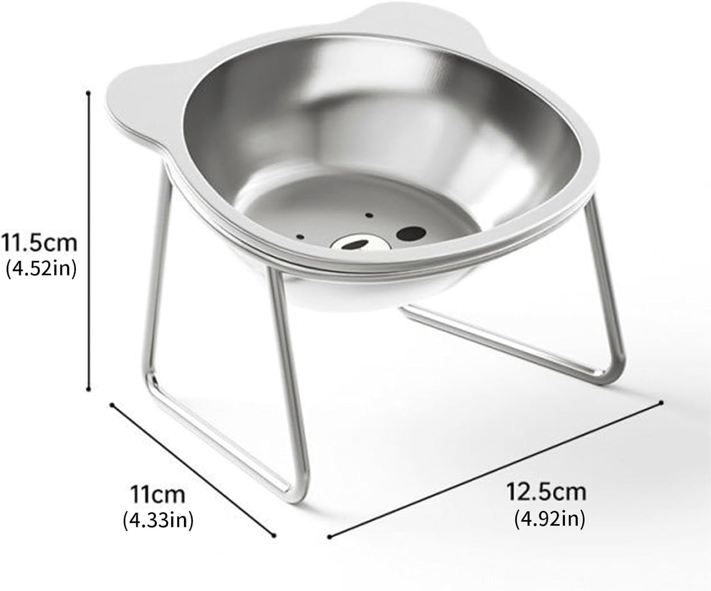 Elevated Bowl, Raised Stainless Steel Food and Water Dish, 5.9" Wide Beard Friendly Bowl, Non-Skid Base for Cats, Kittens, Small Dogs Easy, 304 Stainless Steel
