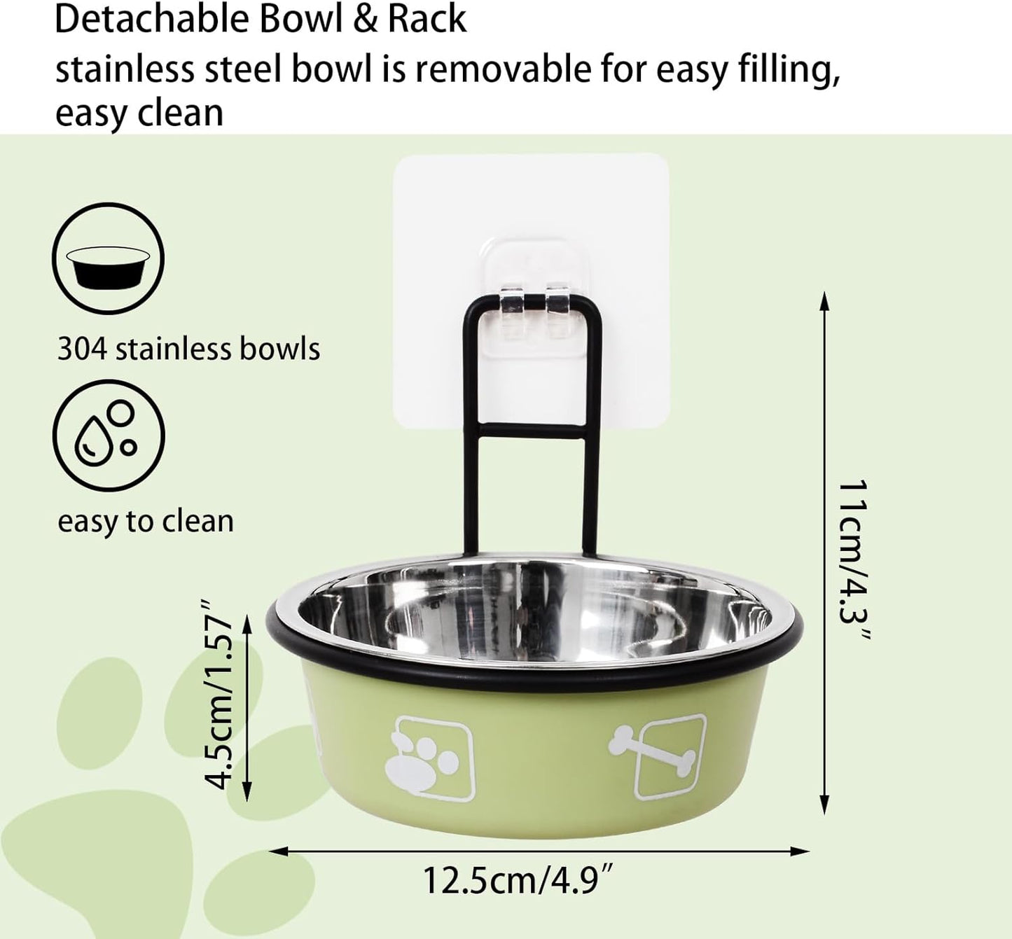 4PCS Multi-Color Raised Pet Bowls, Wall Mounted Elevated Food and Water Bowls, Stainless Steel Hanging Pet Feeding Bowls with Stand, Nonslip
