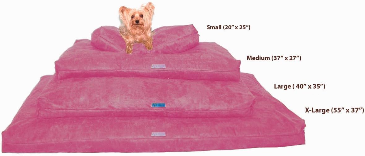 Shredded Memory Foam Orthopedic Bed with Removable Washable Cover and Water Proof Inner Fabric, Extra Large (55-Inch-by-37-Inch), Hot Pink Microfiber, for Dogs