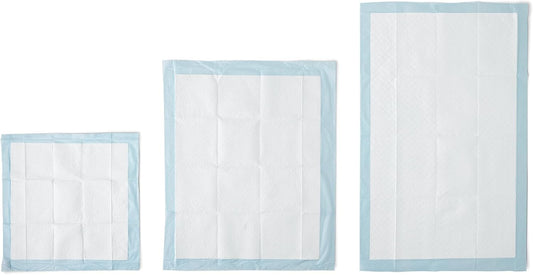 Amazon Basics Leak-Proof Dog and Puppy Potty Training Pee Pads with Quick-Dry 5-Layer Design, Housebreaking, Standard Absorbency, X-Large, 28 x 34 Inch, Blue & White, 60-Pack