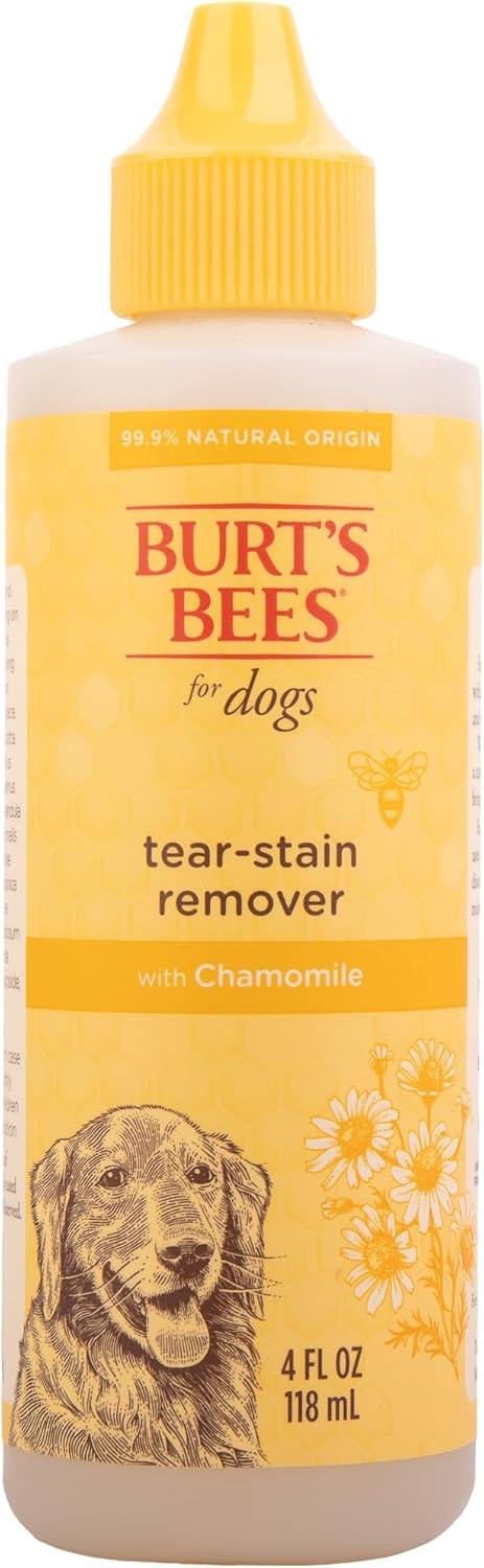 Burt's Bees for Pets Tear Stain Remover for Dogs with Chamomile, 99.9% Natural Origin Formula, Gently Cleanses Eye Area and Removes Debris, Safe for Dogs and Puppies, Cruelty-Free, 4 Fl Oz