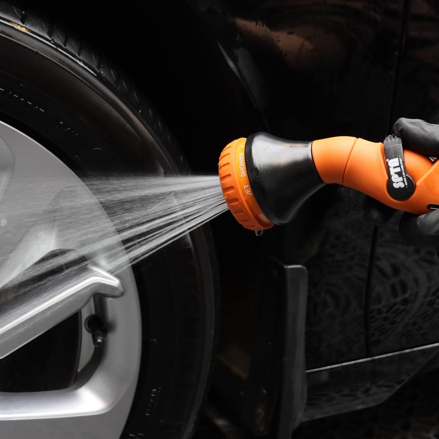 SPTA Hose Nozzle Heavy Duty, Metal Water Hose Sprayer for Garden, 8 Spray Patterns, High Pressure, Thumb Flow Control, On/Off Valve, Ideal for Outdoor Lawn & Plant Watering, Car & Pet Washing