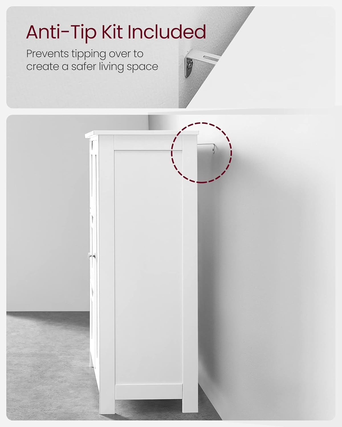 VASAGLE Floor Storage Cabinet, Freestanding Storage Unit with 3 Drawers, 1 Adjustable Shelf, for Bathroom Living Room Dining Kitchen, 11.8 x 23.6 x 31.5 Inches, Cloud White UBBC049WH01S