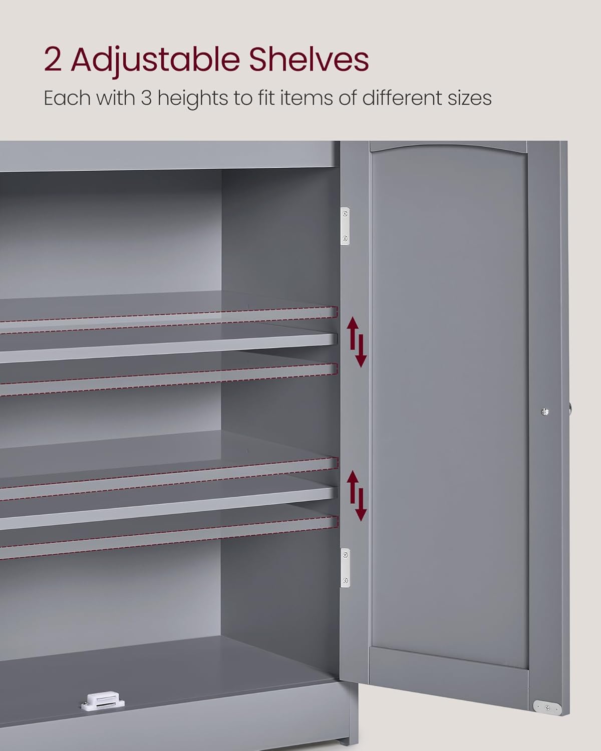 VASAGLE Bathroom Storage Cabinet, Bathroom Floor Cabinet with 2 Doors, 2 Adjustable Shelves, 11.8 x 23.6 x 39.4 Inches, Freestanding, for Dining Room, Kitchen, Living Room, Dove Gray BBC770GD01S