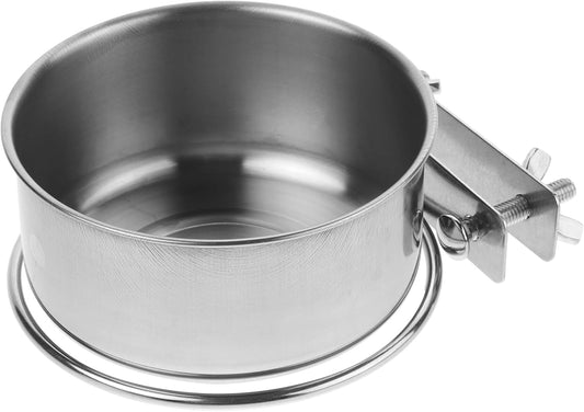Milisten Raised Dog Bowl and Water Dish with Double Screw Mount, 10cm Stainless Steel Elevated Pet Feeder for Crates and Kennels, Non-Spill Hanging Feeding Bowl for Dogs and Cats
