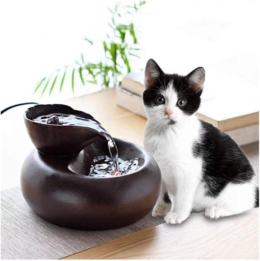 Fountain Pet Suppties Water Fountains for Cats and Dog, Automatic Quiet Pet Water Dispenser with Filter,Organic Filter Silent NonSlip Pet Water Dispenser (Color : Brown)