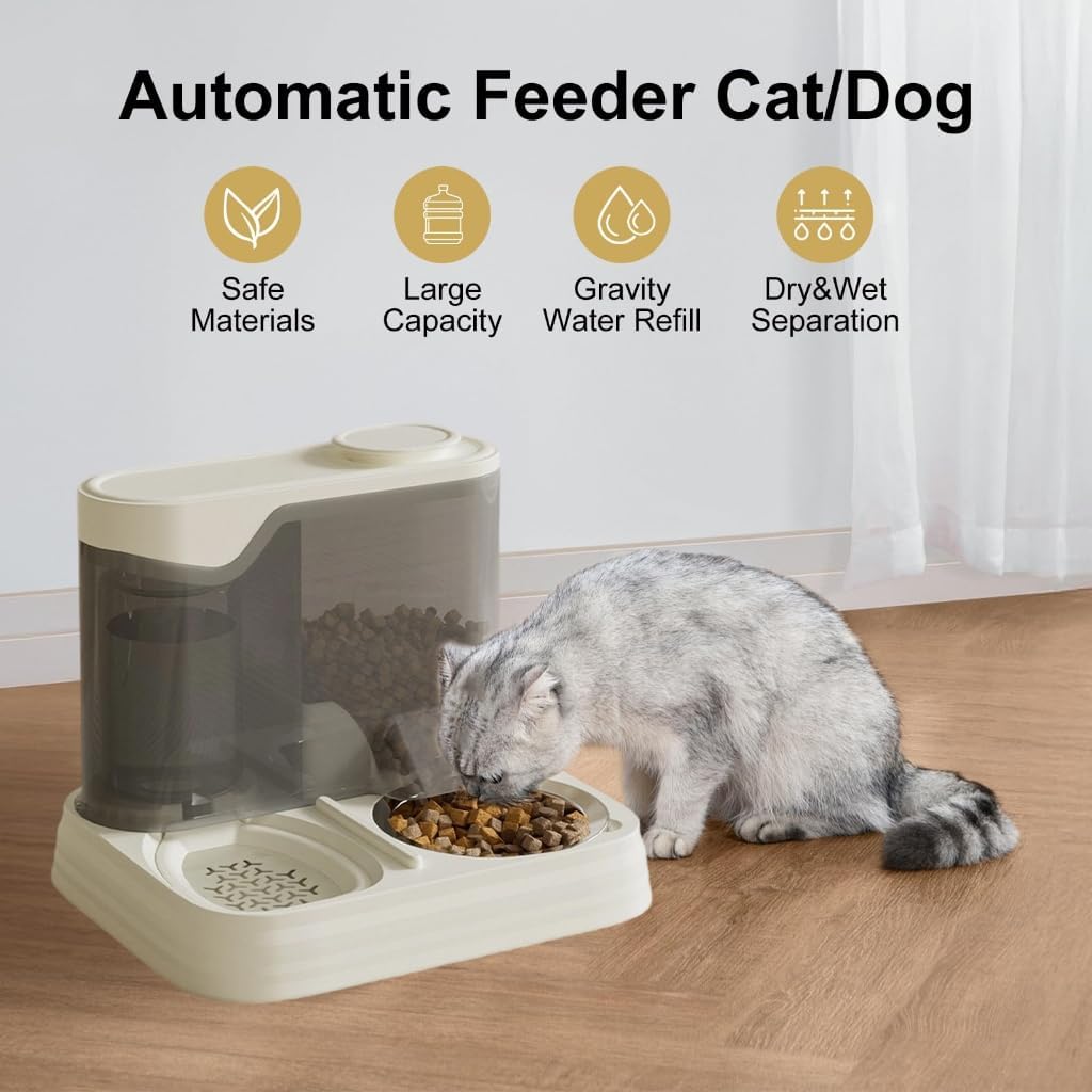 Cats Dog Feeding Station Leak Proof Water Fountains Detachable Dish Anti Slip Base Design