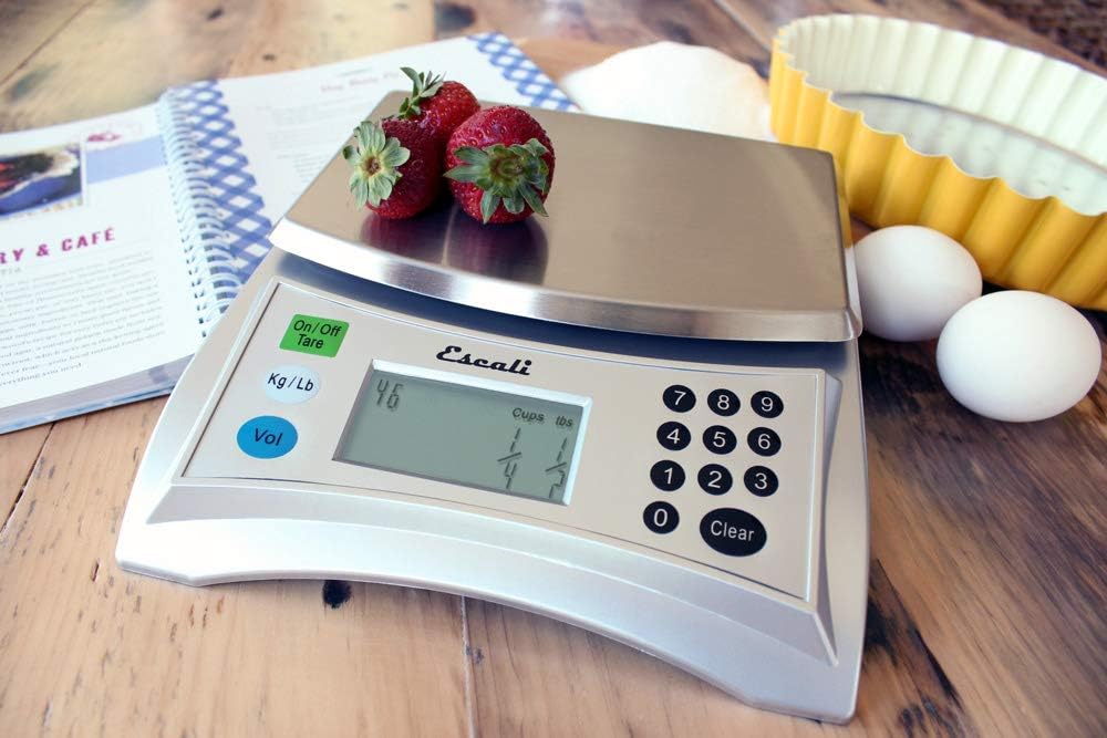 Escali Pana V136 Large Volume Measuring Kitchen/Baking/Cooking Scale, Preprogrammed With Over 150 Ingredients, LCD Digital Display, 13lb Capacity