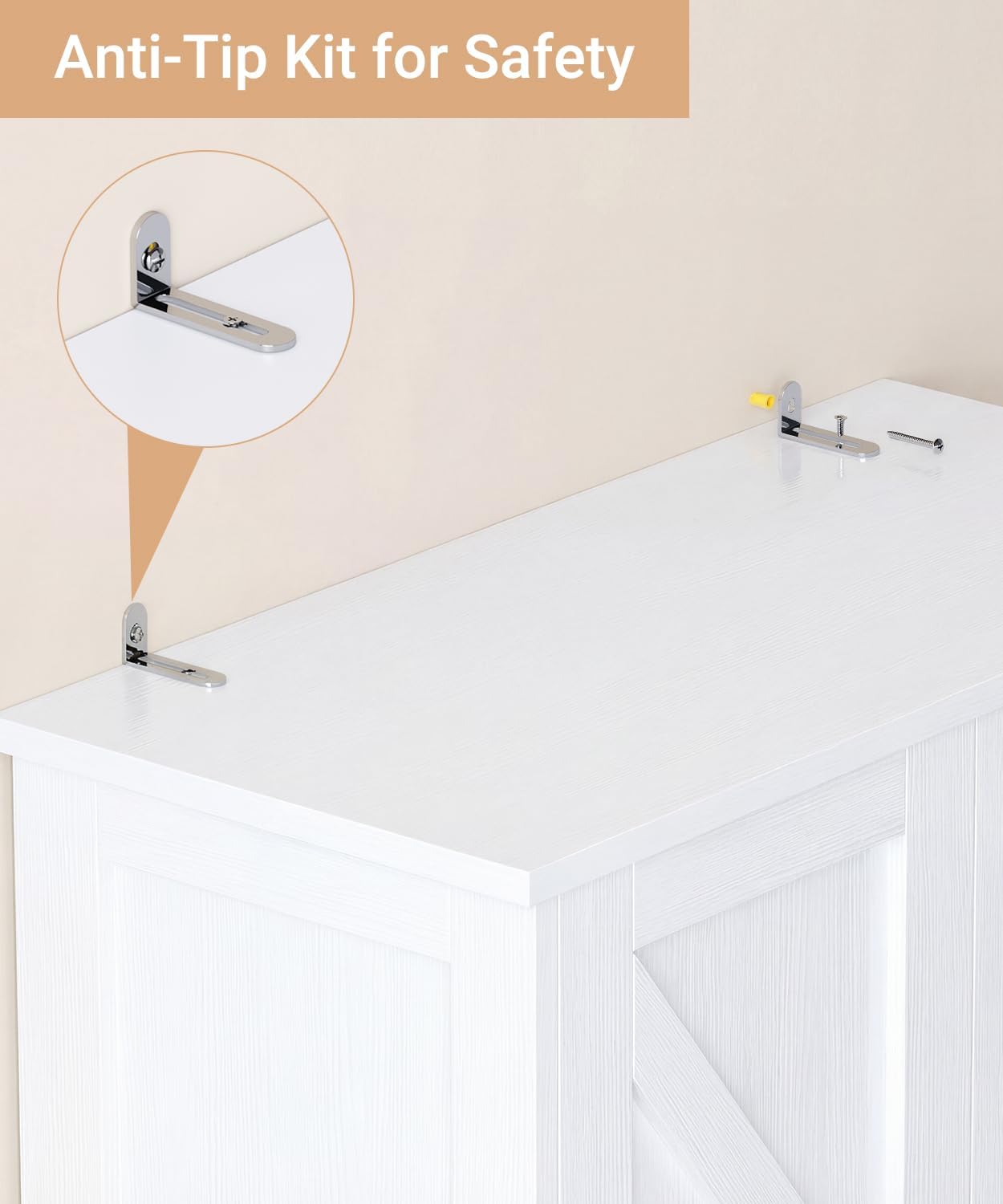 Tall Bathroom Storage Cabinet, 11 x 22.8 x 63 Inches, Floor Cabinet with Barn Doors, Adjustable Shelf, Linen Pantry Cabinet for for Kitchen, Laundry Room, Living Room, Entryway, White