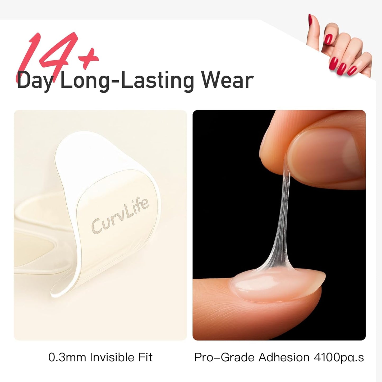 Curvlife CareHold Nail Adhesive Tabs for Press On Nails – 20 Sheets, 12 Sizes Strong Hold 0.3mm Ultra Thin Nail Glue Stickers Waterproof Breathable Double Sided Sticky Tabs, Gentle Removal