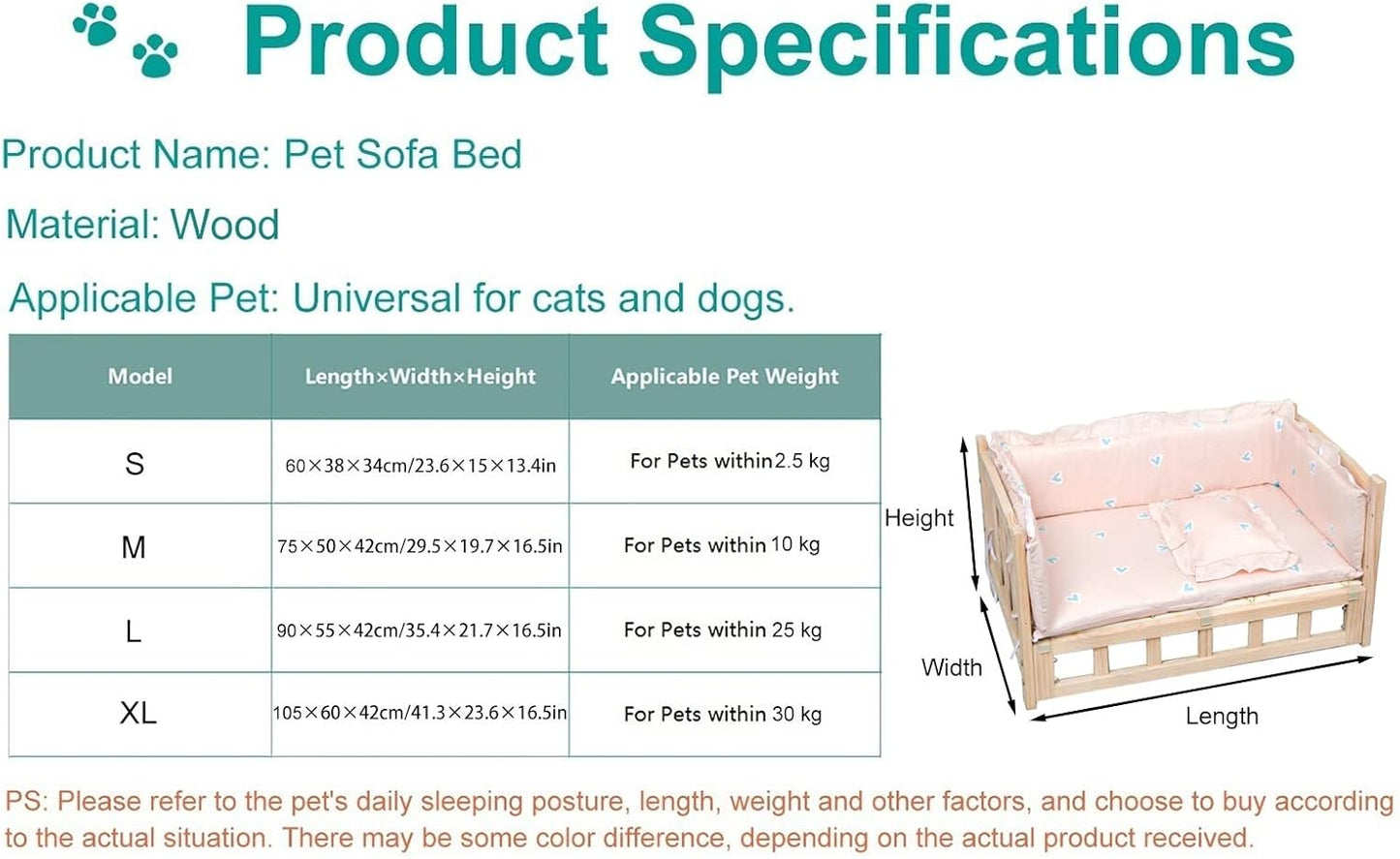 Wooden Elevated Dog Bed with Mattress Pillow, Portable Small/Medium/Large Raised Pet Cot, for Indoor, Outdoor, Training, Orthopedic Joint (Color : Style1, Size : S-60x38x34cm/24x15x13) (Style2 M)