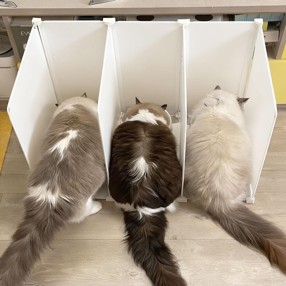Indoor cat Restaurant/Feeding Area， Multi-cat Feeding Station， Cat Feeding Enclosure ，Shared Feeding Area for Multiple Cats,Adjustable