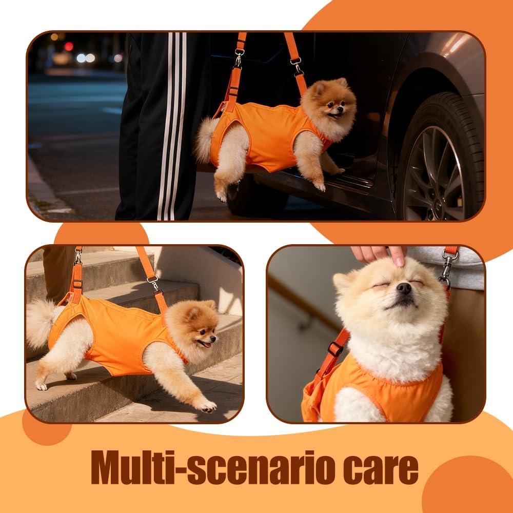 Dog Sling Harness, Adjustable Lifting Support Sling for Disabled & Elderly Dogs, Breathable Mesh with Padded Handle Dogs Cats Carrier for Walking, Vet Visit