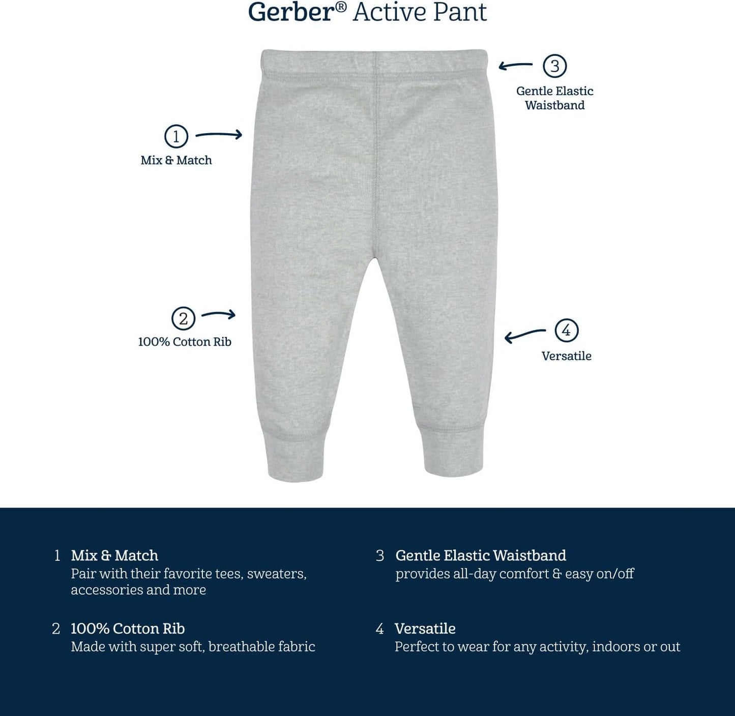 Gerber Baby Girls' Multi-Pack Active Pants Set