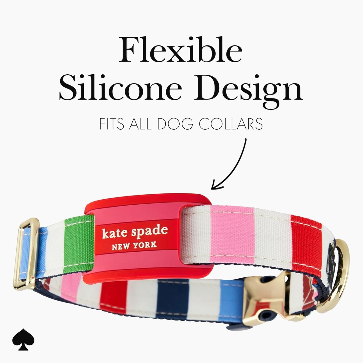 kate spade new york Airtag Dog Collar Holder - Waterproof Silicone Airtag Holder Dog Tag - Seaside Stripe