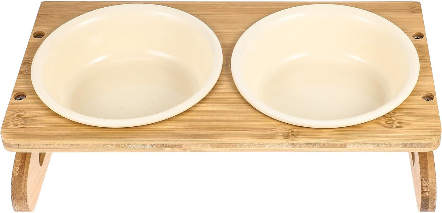 Milisten Ceramic Cat Bowls with Elevated Stand, 15cm Diameter 600ml Capacity, Anti-Slip Raised Pet Feeding Dish for Household Cats and Small Dogs