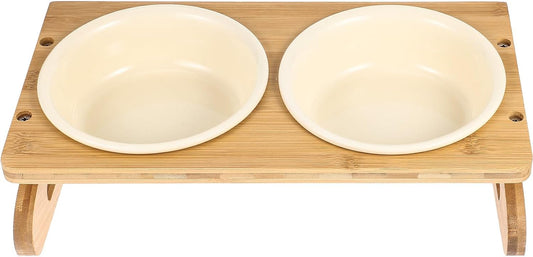 Milisten Ceramic Cat Bowls with Elevated Stand, 15cm Diameter 600ml Capacity, Anti-Slip Raised Pet Feeding Dish for Household Cats and Small Dogs