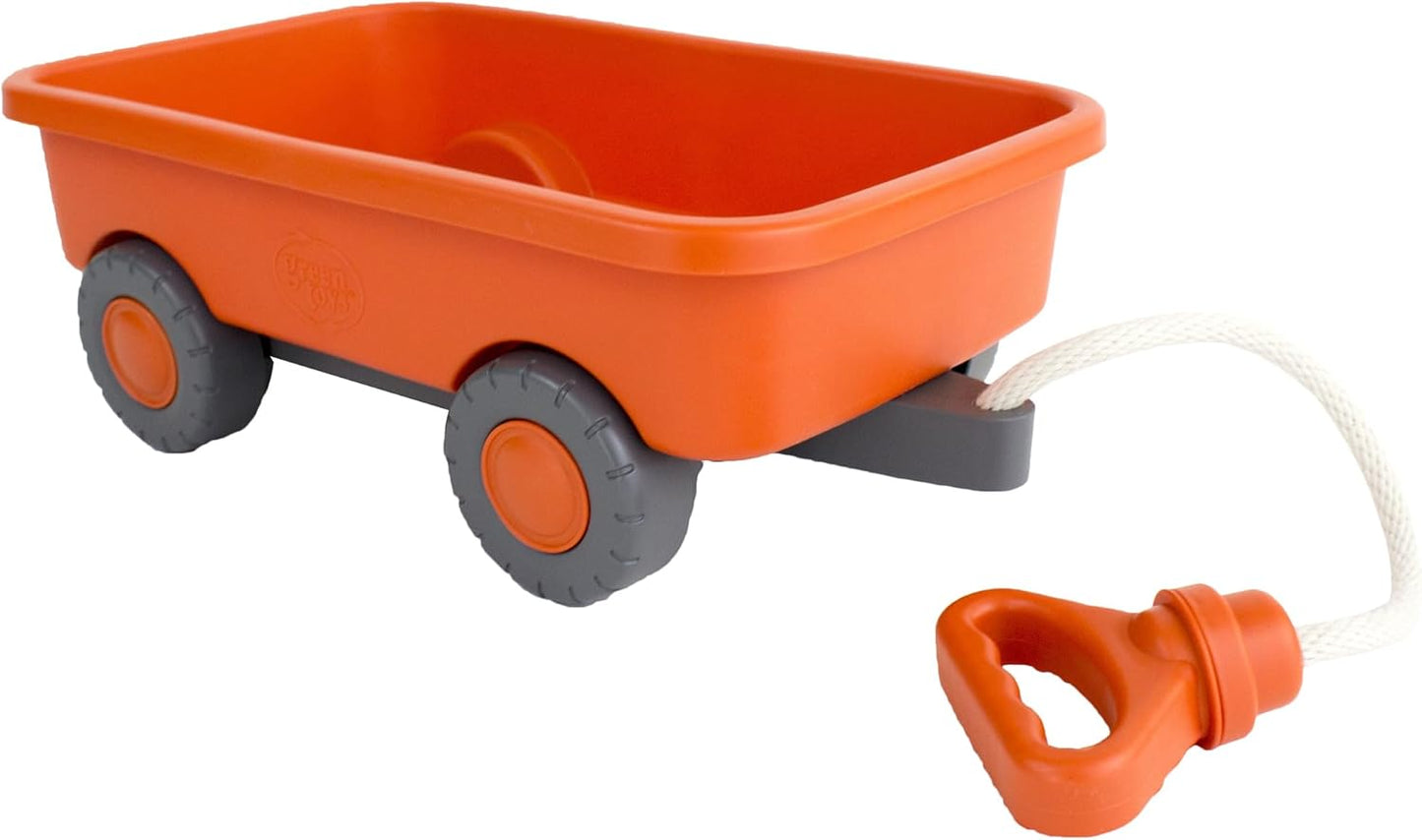 Green Toys Wagon, Orange CB - Pretend Play, Motor Skills, Kids Outdoor Toy Vehicle. No BPA, phthalates, PVC. Dishwasher Safe, Recycled Plastic.