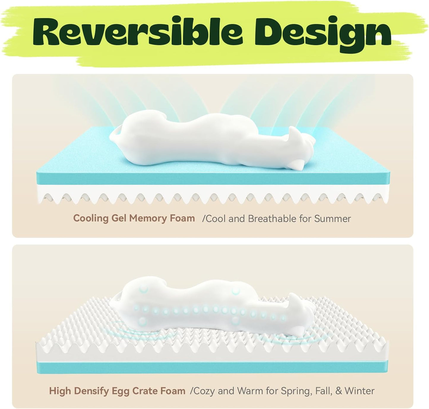 Orthopedic Cooling Dog Bed for Medium Large Dogs,Rectangle Sofa Bed with Cool Gel Memory Foam & Egg Crate Foam,Waterproof Removable Washable Cover, Ideal for Senior Pets,Grey