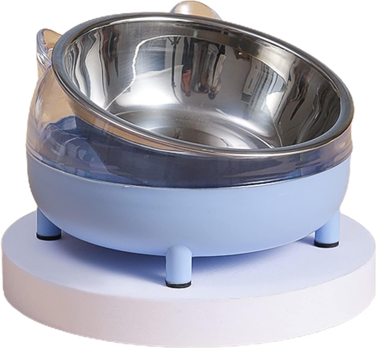 Dog Bowl Raised for Water Stainless Steel Bowls with Elevated Stand Pet Plastics Feeding Bowl Cute Slanted Dish Bowls Elevated Tilted Cute Stainless Steel Anti Vomiting Fatigue Pet, White