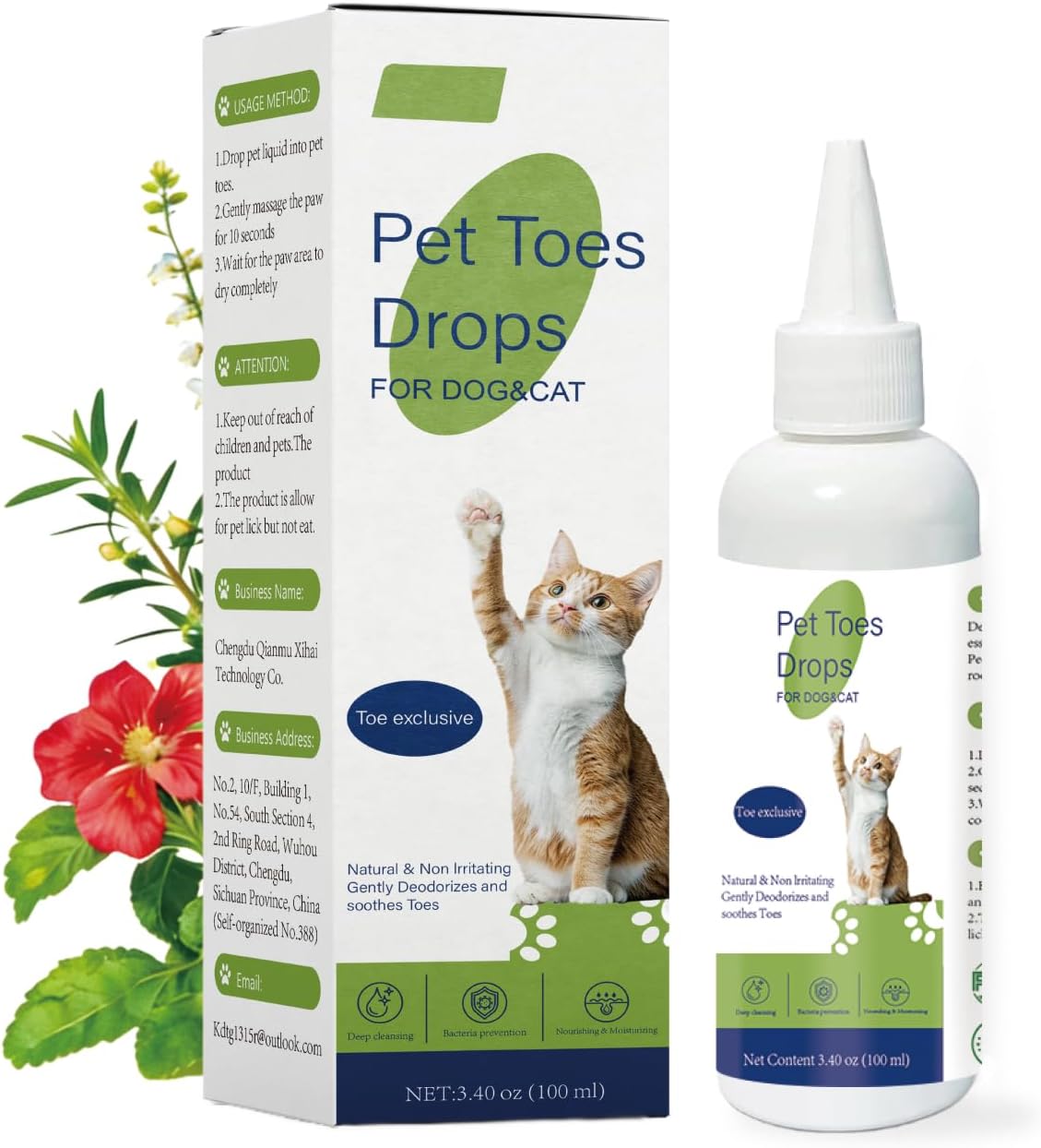 Dog Paw Cleaner- 3.4 oz No-Rinse Paw Cleaner for Dogs Cleans, Nourishes & Moisturizes Pet Toes, Suitable for Dogs, Puppies & Cats