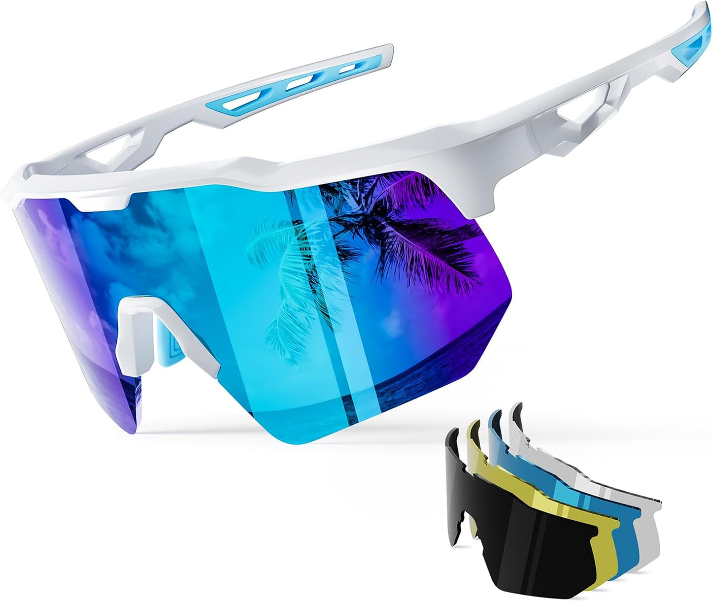 HAAYOT Polarized Sports Sunglasses for Men Women Youth Baseball Cycling Running Softball Biking Glasses 5 Lenses