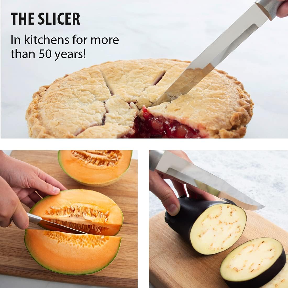 Rada Cutlery Slicer Knife (R107), 7" Stainless Steel Blade, Silver Handle, Pack of 2