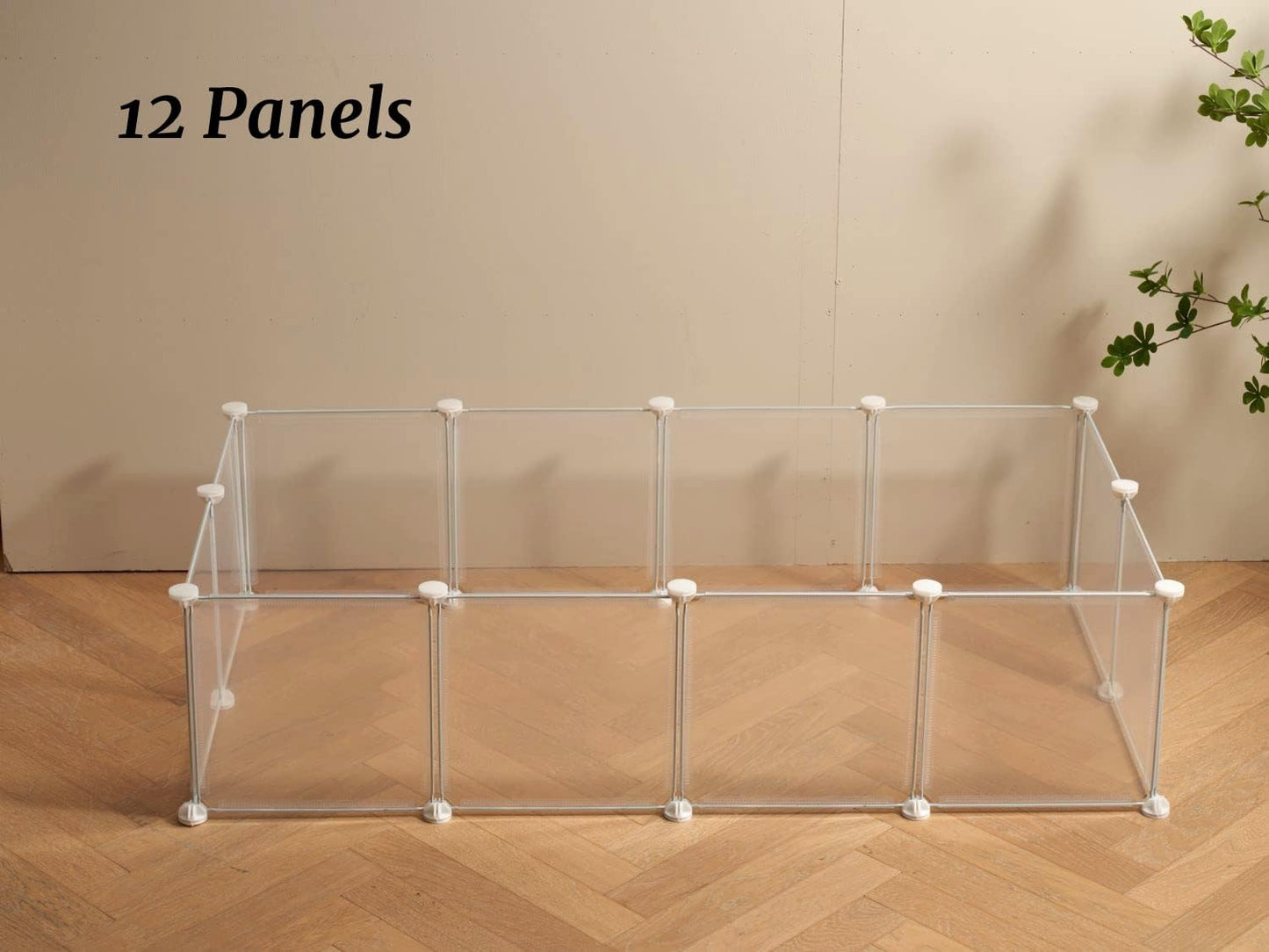 Transparent Clear Small Animal Playpen, Guinea Pig Cages, Puppy Dog Playpen, Pet Playpen, Rabbit Bunny Indoor Fence Pen Enclosure, White Clear Plastic Playpen,12X12 Inch, 12Panels