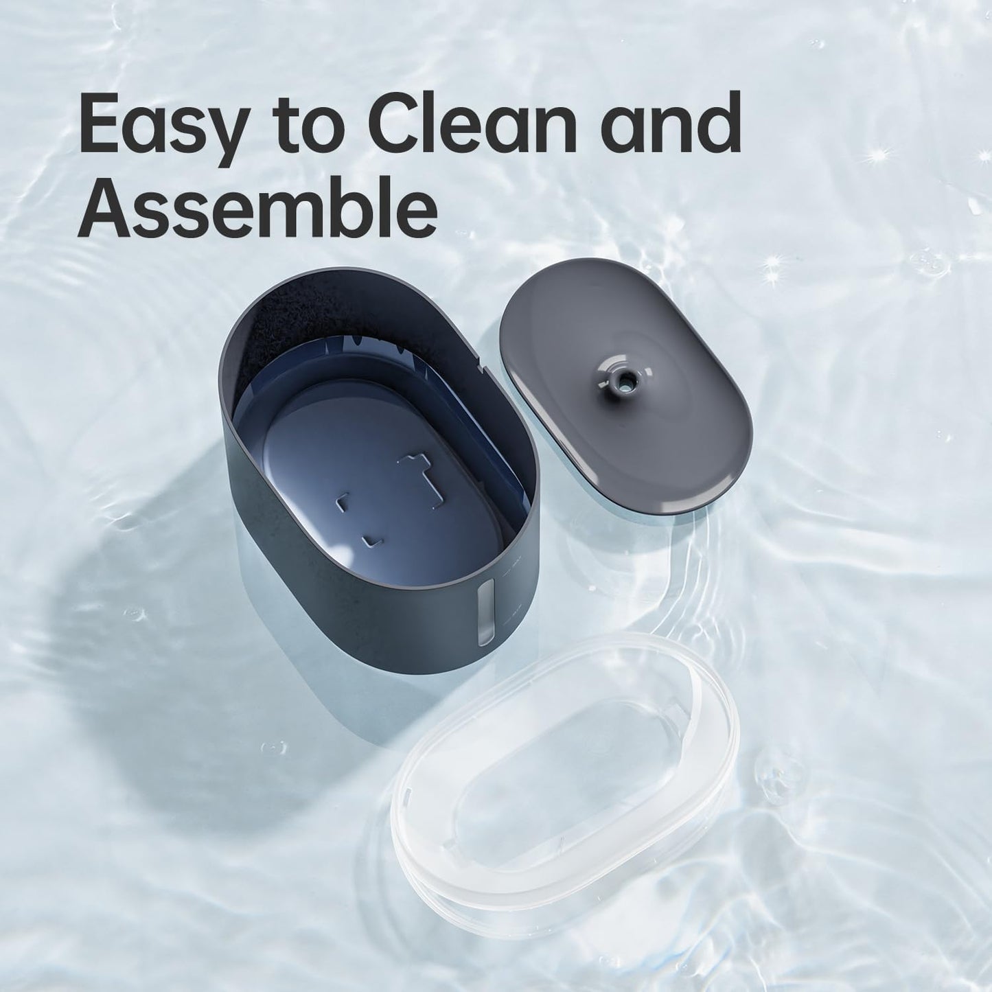 Automatic Pet Water Fountain 2.5L Capacity Water Dispenser, Ultra-Quiet Pump, Multi-Filtration System, BPA-Free Material for Cats, Easy to Clean and Assemble S1 Lite Grey