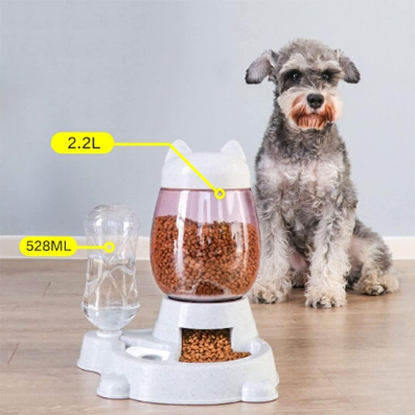 Water Dispenser 2.2L Pet Dog Cat Automatic Feeder 2 in 1 Unplugged Dog Cat Drinking Bowl Food Water Dispenser Large Capacity Cats Feeding Container Supplies cat Fountain
