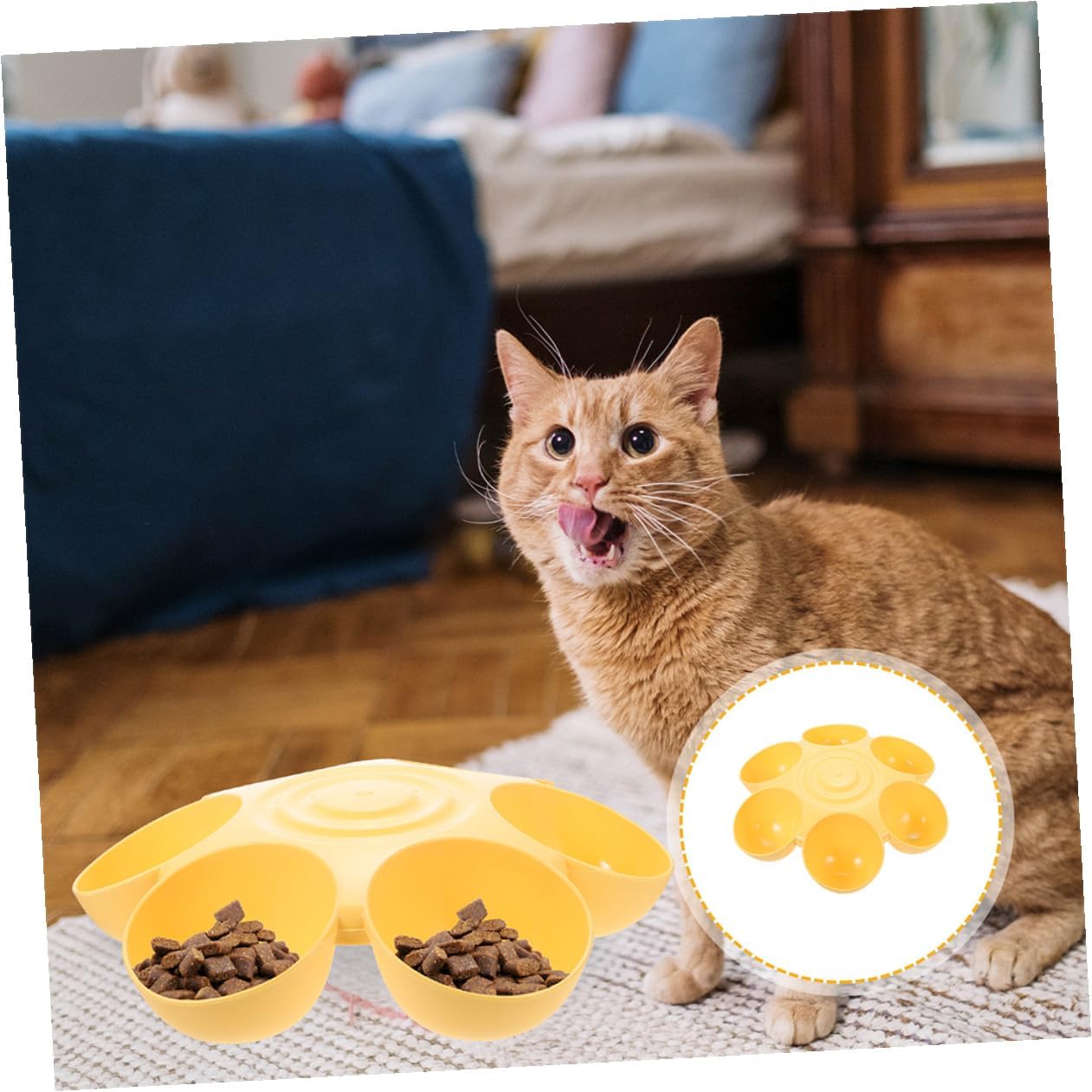 PRETYZOOM 2pcs Flower Shape Pet Bowls 6-Petal Multi-Slots Anti-Slip Food and Water Holder for Cats and Puppies Indoor Feeding Supplies
