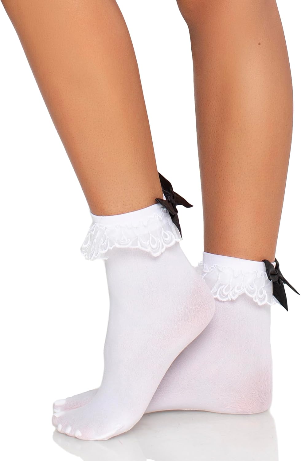 Leg Avenue Women's Ruffle and Satin Bow Anklet Socks