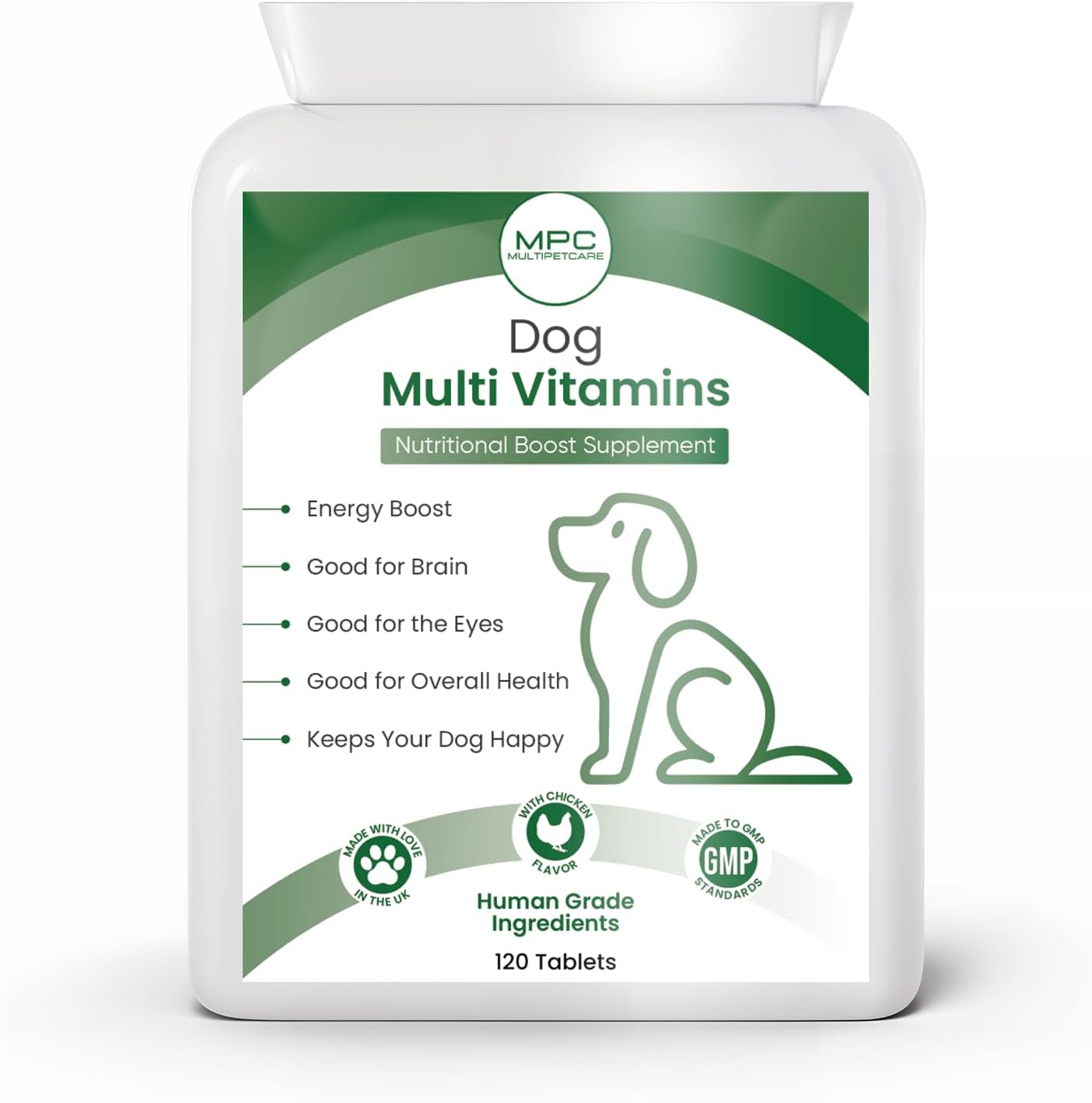 22-in-1 Dog Multivitamin | Essential Vitamins A C D3 E K1 + B-Complex, Calcium, Zinc & Iron | Chicken Flavored Tablets | Immune, Bone, Joint & Coat Support | UK GMP Certified | 120 Count