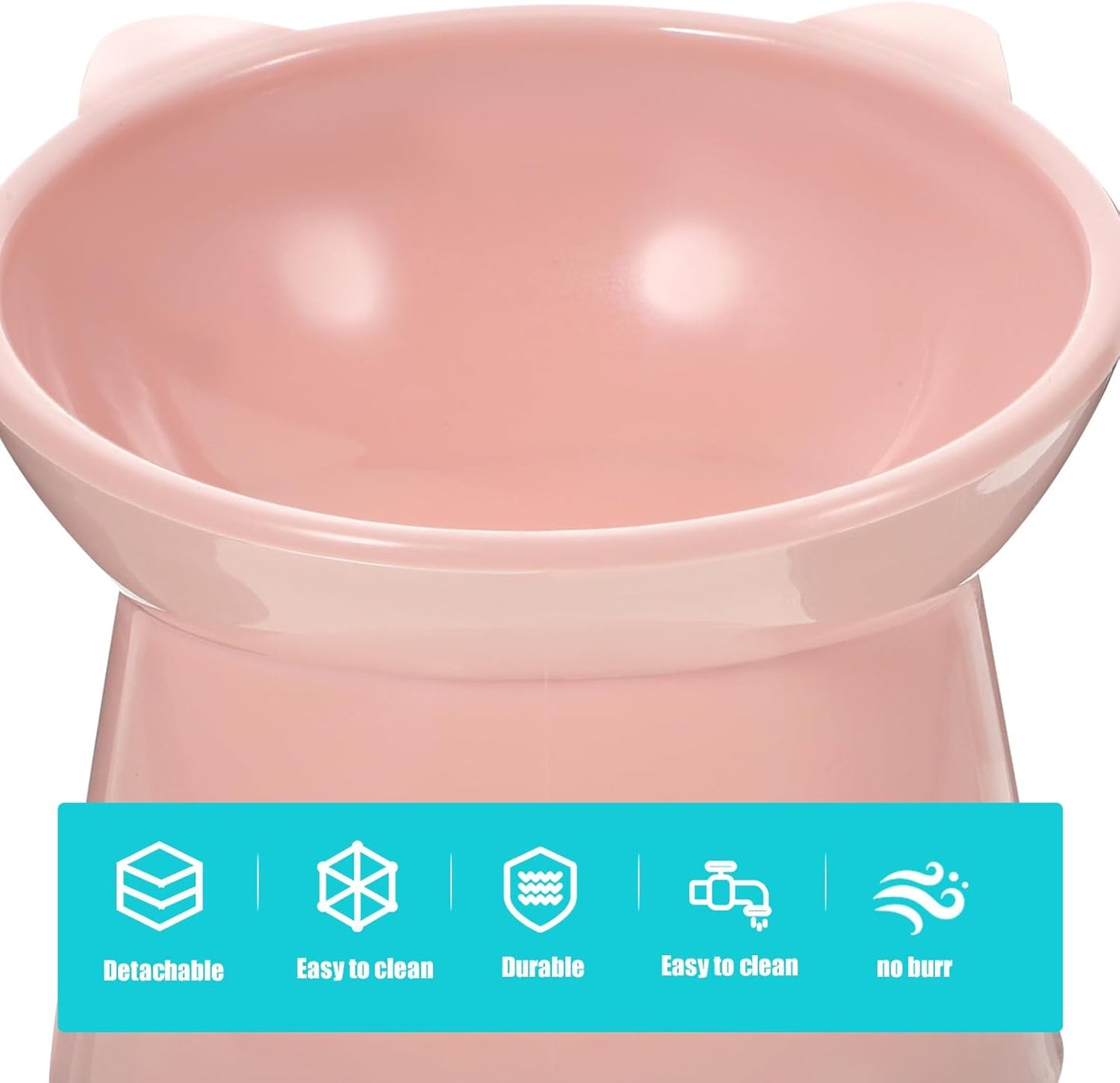Milisten Elevated Pet Food Bowl with Neck Guard Raised Tilted Footed Feeder Cat Dog Slow Feeding Dish Pink for Small Pets