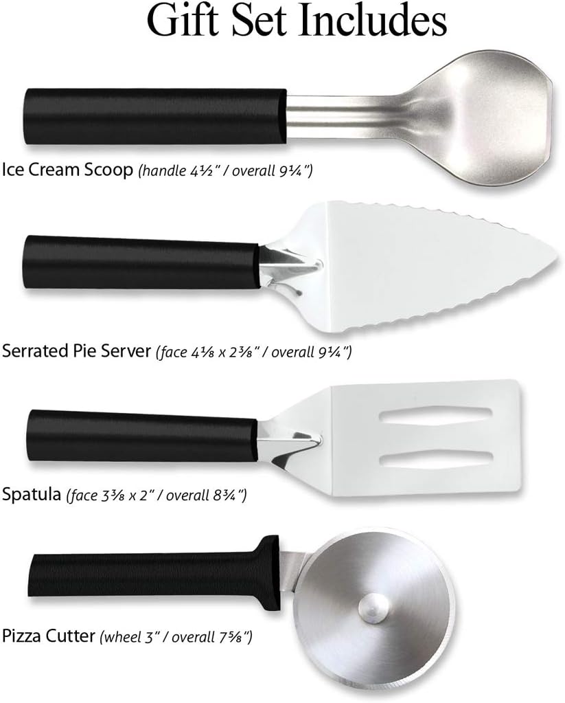 Rada Cutlery Ultimate Utensil Gift Set (G250), 4-Piece Utensil Set, Stainless Steel Blades, Black Handle