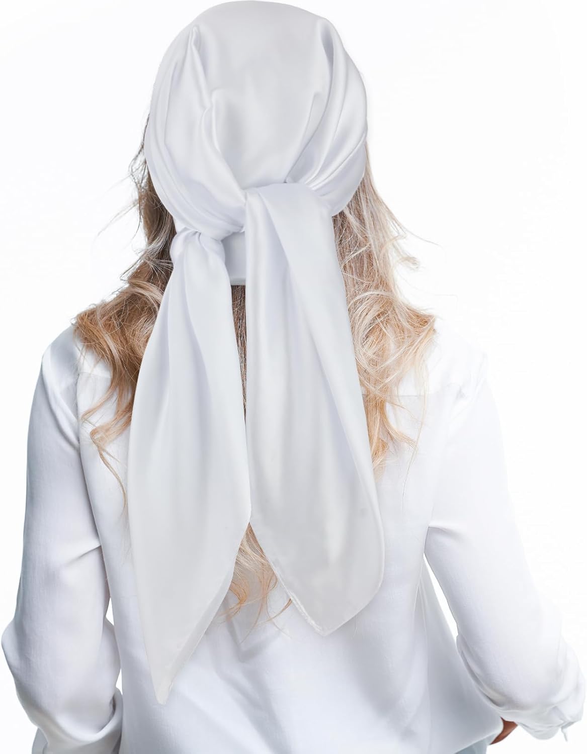 35" Large Square Satin Head Scarf, Silk Shiny Solid Color Scarves, Sleeping Wraps for Women Hair Bandana