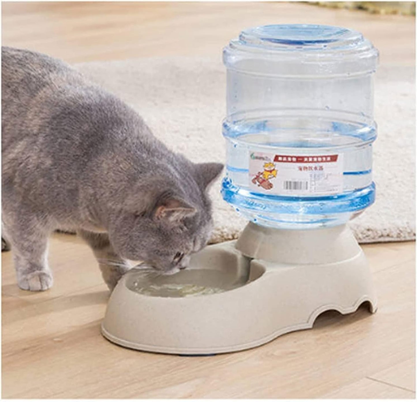 Dispenser Automatic SelfDispensing Pet Feeder and Water Dispenser Set Gravity Water and Food Dispenser, Dog, Cat Unplugged 3.75L Feeder and 3.7 L Pet Waterer cat Fountain (Color : Pink) (Grey)